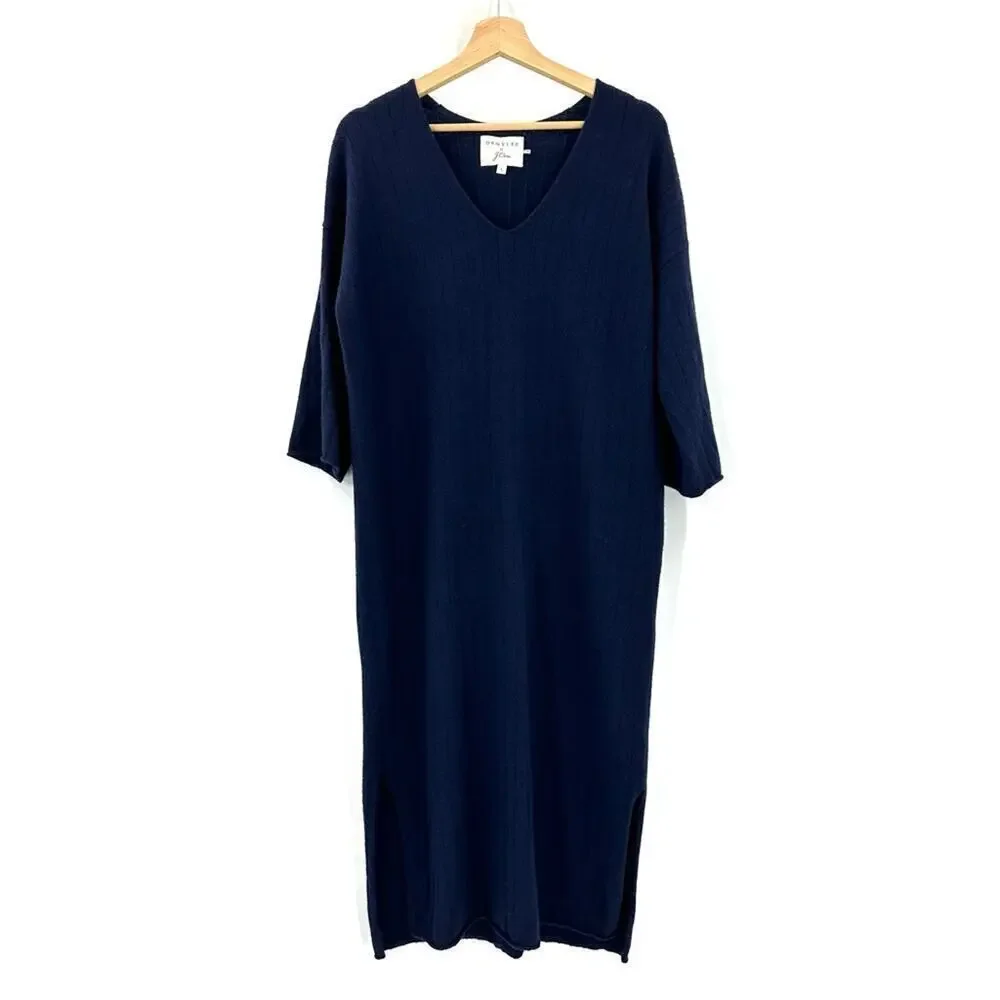 J. Crew x Demylee Ribbed Merino Wool Dress Sz S Navy